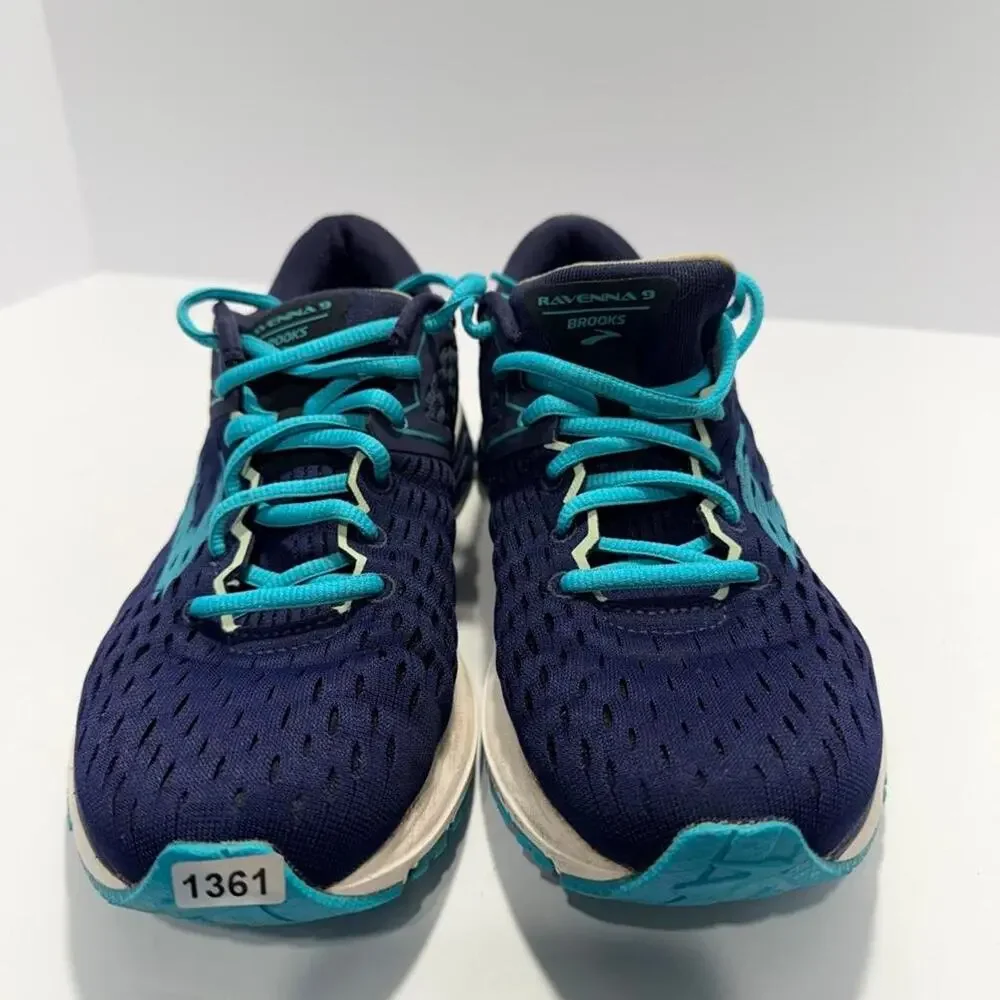 Brooks Ravenna 9 Womens Size 8 B Medium Navy Blue Turquoise Running Shoes